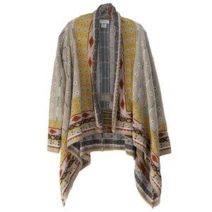 Freeway Southwestern Flyaway Cardigan Sweater Bohemian Boho Knit Asymmetrical